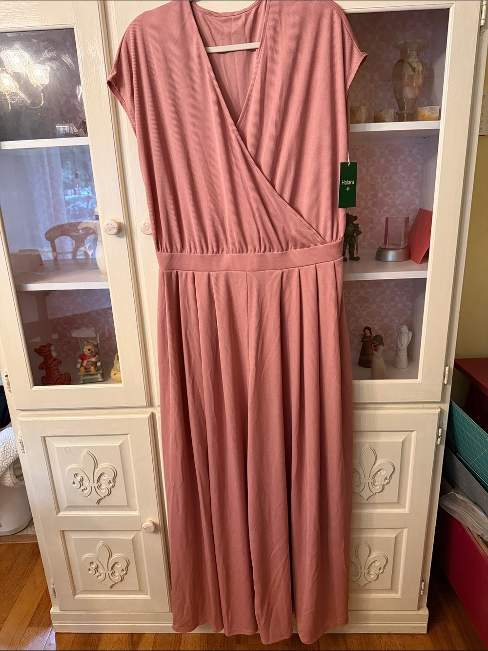 HALARA Dusty Rose Surplice Waist Maxi Jumpsuit